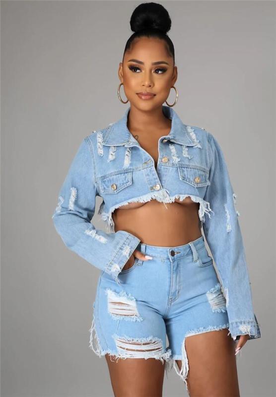 Long Sleeve Short Denim Cape Jackets