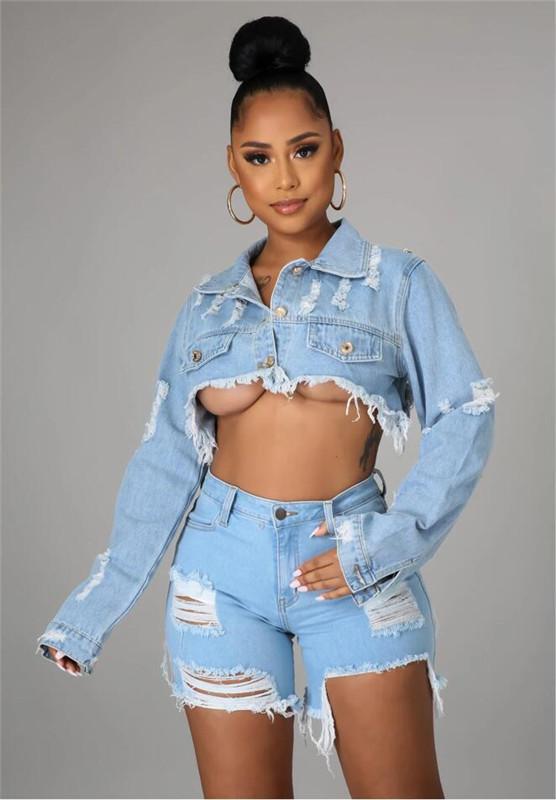 Long Sleeve Short Denim Cape Jackets