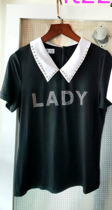 Rhinestone Collar Shirts