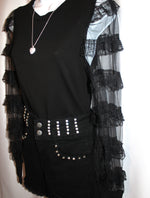 Black Ruffle Mesh Trim Top