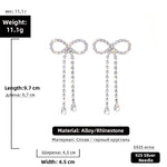 Full Diamond Bow Tassel Long Earrings