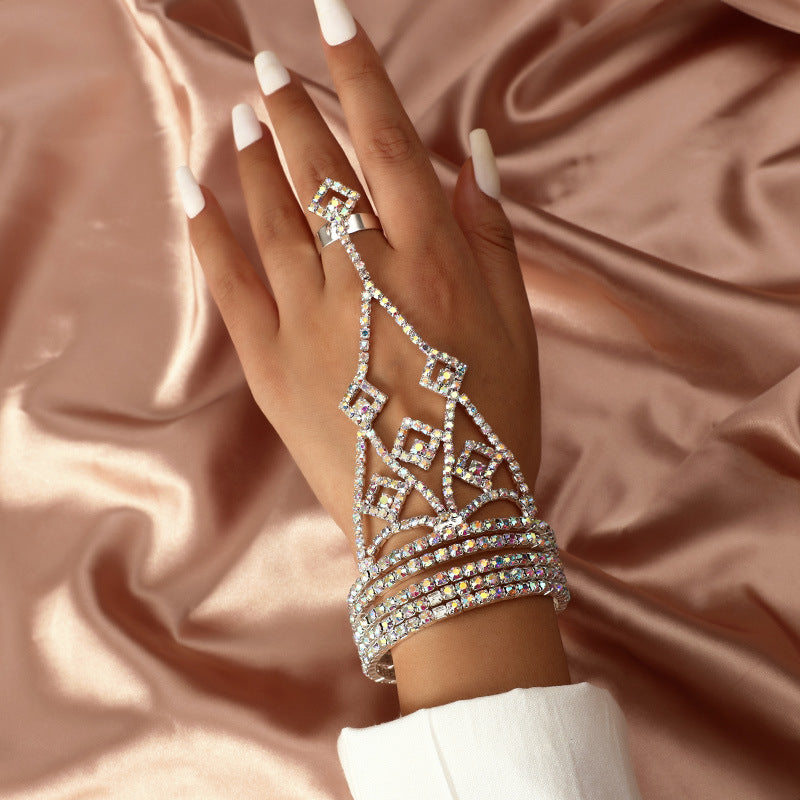 Rhinestone Bracelet Hand Back Chain Ring