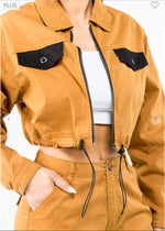 PLUS SIZE CARGO STYLE JACKET PANTS SET