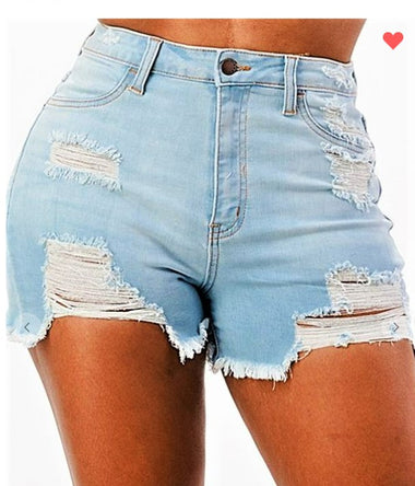 High Rise Ripped Shorts
