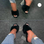 BLING FUR SANDALS