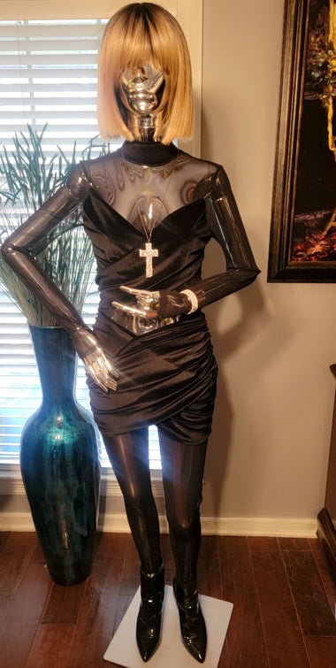 Black Sheer Long Sleeve Mesh Jumpsuit